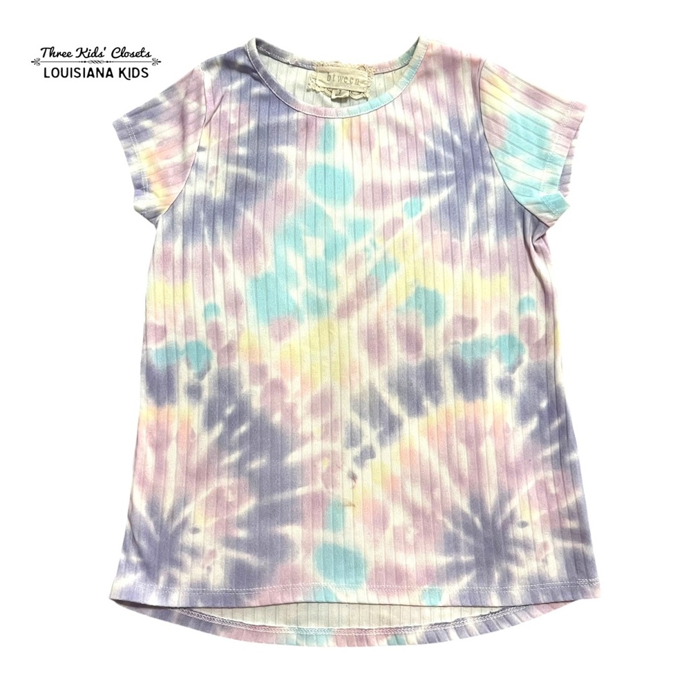 Btween 7Y Ribbed Colorful Tie-Dye Tee Shirt